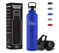 Gourde, 1000 ml Sans BPA, Gourde Isotherme, 18/8 Acier Inoxydable, Bouteille d'eau, Bouteille Avec Paille et 2 Couvercles, Bouteille Isotherme pour Camping, Salle de Sport, Bureau - Bleu royal