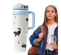 Gourde - 1000ml Bécher Anti-Fuites Avec Poignée,Design À Motifs Mignon Vacuum Isolé | pour Femmes Hommes Garçons Filles Cafés Boissons Chaudes Froides