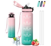 Gourde 1l, Gourde Sport, Anti Fuite, Gourdes Graduée pour 1 Journee, Facile à Nettoyer, Gourd Graduée, avec Slogan de Motivation, Bouteille avec Verrou de sécurité, pour Camping, Aptitude, Randonnée