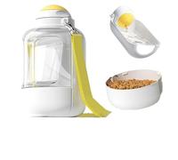 Gourde 2 en 1 pour Chien Cavalier King Charles Spaniel, Distributeur d'eau et de Nourriture,avec gamelle intégrée, idéale pour Les Voyages et Les promenades avec Les Chiens de Grande Race. White