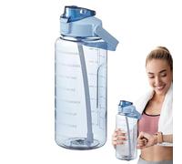 Gourde 2L Avec Marquage De Temps | Gourde Avec Paille | Gourde Sport | Gourde Graduée Pour 1 Jour | 2000ml Gourde En Pp Avec Handle | Réutilisables,Étanche,sans BPA,pour Sport,Camping,Bicyclette