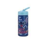Stor S.L. Gourde de sport Stitch Palms – 410 ml, paille et poignée intégrée, bleu/lilas