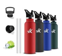 Gourde- 500ml- Bouteille Isotherme, Anti Fuite, Bouteille Inox, Double Isolation, Thermos Paille, 24h Froid & 12h Chaud, Gourde Acier Inoxydable, Bouteille d'eau pour École, Camping, Voyage, Bureau