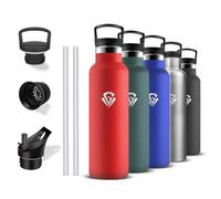 Gourde- 500ml- Bouteille Isotherme, Anti Fuite, Bouteille Inox, Double Isolation, Thermos Paille, 24h Froid & 12h Chaud, Gourde Acier Inoxydable, Bouteille d'eau pour École, Camping, Bureau, Voyage