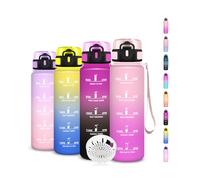 Gourde 500ml, Gourde Enfant, Bouteille Filtrante Anti-Fuite, Facile à Nettoyer, Bouteille Motivation avec Marqueur de Temps, Facile à Transporter, pour Running, Voyage, École, Bureau, Extérieur