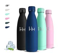 Gourde- 500ml- Gourde Isotherme, Sans BPA, Gourde Inox, Facile à Transporter, Bouteille Isotherme, Anti Fuite, Gourde Reutilisable, Bouteille d'eau pour l'École, Bureau, Voyage, Camping, Yoga