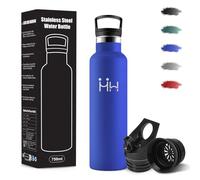 Gourde, 750 ml Sans BPA, Gourde Isotherme, 18/8 Acier Inoxydable, Bouteille Avec Paille et 2 Couvercles, Bouteille Isotherme pour Camping, Salle de Sport, Bureau - Bleu royal