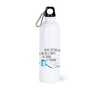 Gourde 750ml Collègue Bouteille d’Eau Aluminium Réutilisable Ecologique avec Mousqueton. Idée Cadeau Original Humour Homme Femme Retraite Mutation Pot Départ Sport Voyage Bureau Anniversaire Noël