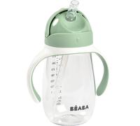Béaba Biberon/Tasse d'apprentissage 2 en 1, Tasse Paille Enfant, 100 Pour cent étanche, Anti-fuite, Facile à Ouvrir, Poignées amovibles, Tritan et Silicone, 300 ml, Vert Sauge, 1 Unité