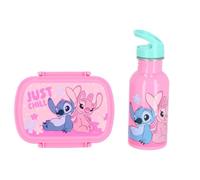 Gourde alu et boite à gouter fille Stitch rose Disney