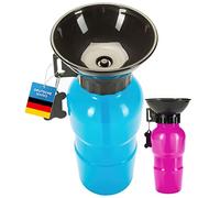 Gourde avec écuelle intégrée de 600 ml - Pour chien - Idéale pour voyage en voiture bleu