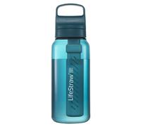 LifeStraw Go Series - Gourde filtrante sans BPA 1l pour les voyages et l’usage quotidien. Élimine les bactéries, les parasites et les microplastiques. Améliore le Goût, Laguna Teal (bleu pétrole)