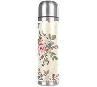 Gourde Bouteille d'eau isotherme à motif floral avec dessins à la main en acier inoxydable - 500 ml