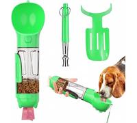 Gourde Chien 4-en-1 Portable avec Sifflet de Dressage Intégré - Distributeur d'eau, Réservoir Croquettes, Pelle à Déjections et Sacs Poubelle - 300ml, sans BPA, Anti-Fuite - Idéal Balade et Voyage