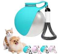 Gourde Chien Promenade - Bouteille Eau Portable 285ml, Gourde Chien avec Abreuvoir, Gourde Chiens Bol Intégré Pliable Silicone, Gamelle Étanche Compacte Chiens & Chats Idéale Randonnées (Bleu)