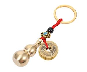 Gourde Chinoise WU Lou Porte-Clés avec des Pièces de Monnaie Feng Shui Ornement Calebasse Porte-Clés Décorations pour Réussir en Toute Sécurité Richesse Et Bonne Chance