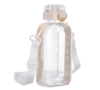 Gourde de Sport Plate 750ml en Plastique Transparent avec Repères | Format Carré, Prise en Main Confortable, pour École, Randonnée et Entraînement, Se Glisse Facilement