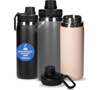 Gourde en acier inoxydable 550 ml 'Stockholm' - bouteille thermos sous vide adaptée au gaz carbonique - bouteille d'eau pour enfants et adultes en matériau sans BPA - bouteille pour les voyages - gris