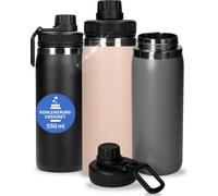 Gourde en acier inoxydable 550 ml 'Stockholm' - bouteille thermos sous vide adaptée au gaz carbonique - bouteille d'eau pour enfants et adultes en matériau sans BPA - bouteille pour les voyages - rose