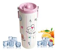Gourde En Acier Inoxydable - Isolation Sous Vide | Tasse Isotherme Anti-Fuites avec Poignée et Motif Cartoon 900ml pour Sports Voyage Café Boissons
