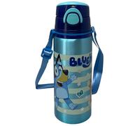 Gourde en aluminium avec paille Bluey et Bingo 730 ml, bouteille pop-up à ouverture automatique pour enfants, avec bandoulière