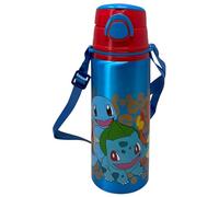 Gourde en aluminium avec paille Pikachu Pokémon 730 ml, bouteille avec ouverture automatique pop-up pour enfants, lanière incluse