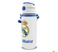 Kids Licensing Gourde en aluminium Real Madrid 600 ml, sans BPA et toxines, poignée et bouton automatique, bouteille réutilisable pour enfants idéale pour l'école et les excursions.