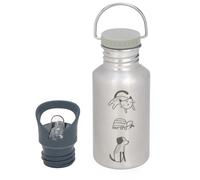 LÄSSIG Gourde en acier inoxydable sans BPA 500ml Enfants Crèche Jardin d'enfants anti-fuite avec bouchon Sport Drinking/Bottle Stainless Steel Happy prints animal