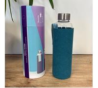 Gourde en verre avec pochette - Bleu canard