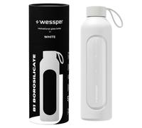 Gourde en verre - WESSPER B1 BOROSILICATE - 1000ml - Étui en silicone - blanche