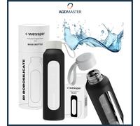 Gourde en verre Wessper, sans BPA, housse de protection en verre borosilicaté...