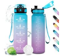 Gourde Enfant 1L, Gourde Sport, Étanche et Réutilisable, Bouteille d'eau sans BPA, avec Marqueur de Temps, Gourdes pour Enfant, Adulte, Camping, Fitness, Yoga, Bureau, Gym, Cyclisme, Camping