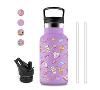 Gourde Enfant, 350ml Gourde Isotherme, Bouteille d'eau Acier Inoxydable, Bouteille avec Paille, Anti Fuite, Peut Être Transporté avec Vous, pour Écoles, Bureaux, Cafés