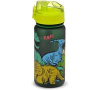 Gourde réutilisable avec couvercle bouton à poussoir incassable enfant Puckator Dinosauria - vert/jaune - 350 ml