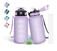 Gourde Enfant 500ml, Gourde Graduée pour 1 Journee, Graduée, Facile à Nettoyer, Anti Fuite, Motivation pour Filles, pour l'École, Bureau, Velo, Voyage, Camping, Violet
