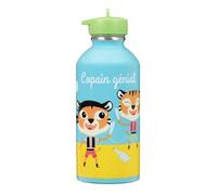 Gourde enfant Acier inoxydable DRAEGER PARIS - Facile à nettoyer - gourde réutilisable - Idéale pour parc, école - Contenance 300ml - 17 cm x 6,5 cm - Bleu - Message inscrit : Copain Génial