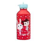Gourde enfant Acier inoxydable DRAEGER PARIS - Facile à nettoyer - gourde réutilisable - Idéale pour parc, école - Contenance 300ml - 17 cm x 6,5 cm - Rouge - Message inscrit : Fille chérie - Lapin