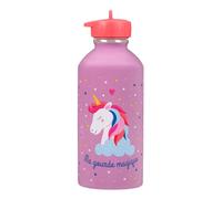 Gourde enfant Acier inoxydable DRAEGER PARIS - Facile à nettoyer - gourde réutilisable - Idéale pour parc, école - Contenance 300ml - 17 cm x 6,5 cm - Violet - Message inscrit : Ma Gourde Magique