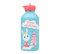 Gourde enfant Acier inoxydable DRAEGER PARIS - Facile à nettoyer - gourde réutilisable - Idéale pour parc, école - Contenance 300ml - 17 cm x 6,5 cm - Bleu - Message inscrit : Je suis une princesse