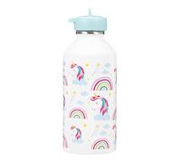Gourde enfant Acier inoxydable DRAEGER PARIS - Facile à nettoyer - gourde réutilisable - Idéale pour parc, école - Contenance 300ml - 17 cm x 6,5 cm - Blanc - Thème : Licorne