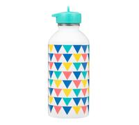 Gourde enfant Acier inoxydable DRAEGER PARIS - Facile à nettoyer - gourde réutilisable - Idéale pour voyage, parc, école - Contenance 300ml - 17 cm x 6,5 cm - Blanc - Triangles multicolores