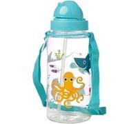 Gourde - Enfant - Plastique - Avec anse et capuchon - Bleu - Animaux marins Bleu