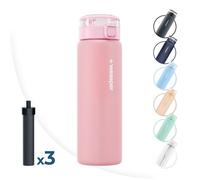 Gourde Filtrante Wessper ActiveMax Clarti Glass Sans BPA 680 ml - Rose + 3x Cartouche filtrante