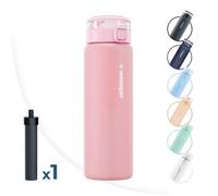 Gourde Filtrante Wessper ActiveMax Clarti Glass Sans BPA, Borosilicate avec Filtre 680 ml - Rose + 1x Cartouche filtrante