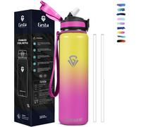 Gourde,Gourde Isotherme 1l,Gourde Avec Paille Sans Bpa,Gourde Inox,Double Paroi Isolante,Gourde ,Facile À Nettoyer,Bouteille Pour École,Bureau,Outdoor,Sport