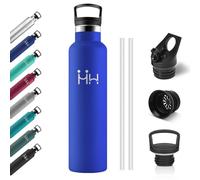 Gourde Inox 1L, Bouteille Isotherme Acier Inoxydable, Anti Fuite et Réutilisable, Isolation À Double Paroi Sous Vide, Gourde avec Paille, sans BPA, pour Bureau, Gym, Cyclisme, Camping, Alpinisme
