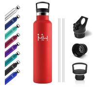 Gourde Inox 1L, Bouteille Isotherme Acier Inoxydable, Étanche et Réutilisable, Bouteille Isotherme Double Paroi, Gourde avec Paille, sans BPA, pour Adulte, l'école, Cyclisme, Randonnée, Jogging
