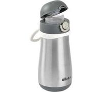 BÉABA, Biberon/Tasse d'apprentissage /Gourde Bébé 2 en 1 Inox, Tasse Paille Enfant, 100% étanche, Anti-fuite, Facile à Ouvrir, Poignées amovibles, Matière Inox, Sain, Solide, 350 ml, Gris Minéral