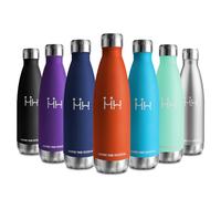Gourde Inox 500ml, Bouteille d'eau Acier Inoxydable à Double Paroi, Réutilisable, Gourde Isotherme sans BPA, Gourde Métal Étanche, Bouteille Isotherme pour Bureau, École, Gym, Camping, Sport, Yoga