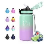 Gourde Inox 500ml, Gourde avec Paille, Isotherme et sans BPA, Légère et Résistante, Double Paroi Isolante, Anti-Fuite, Bouteille pour Camping, Randonnée, Sports